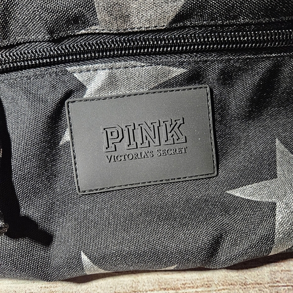 Victoria's secret PINK black silver stars large duffle bag travel bag - Picture 6 of 10